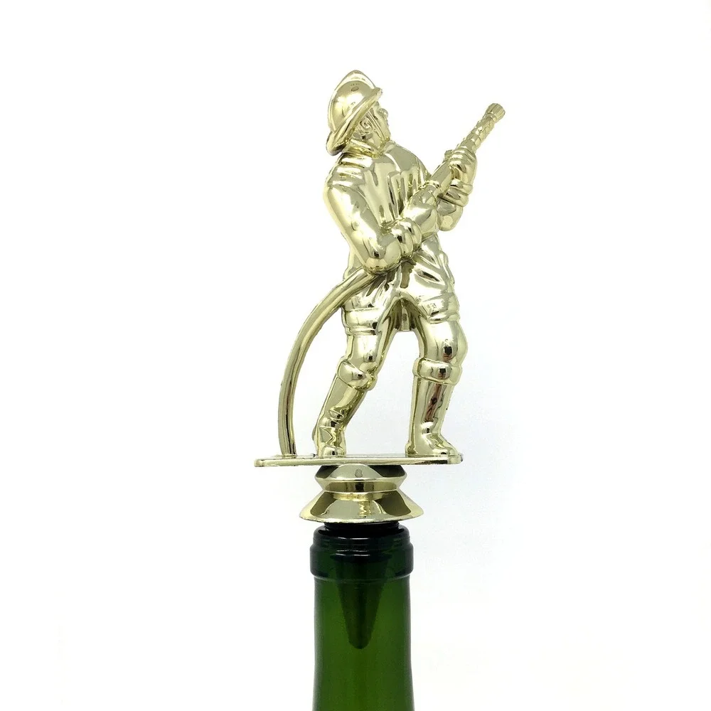Handmade Bottle Stopper made from Repurposed Fireman Trophy
